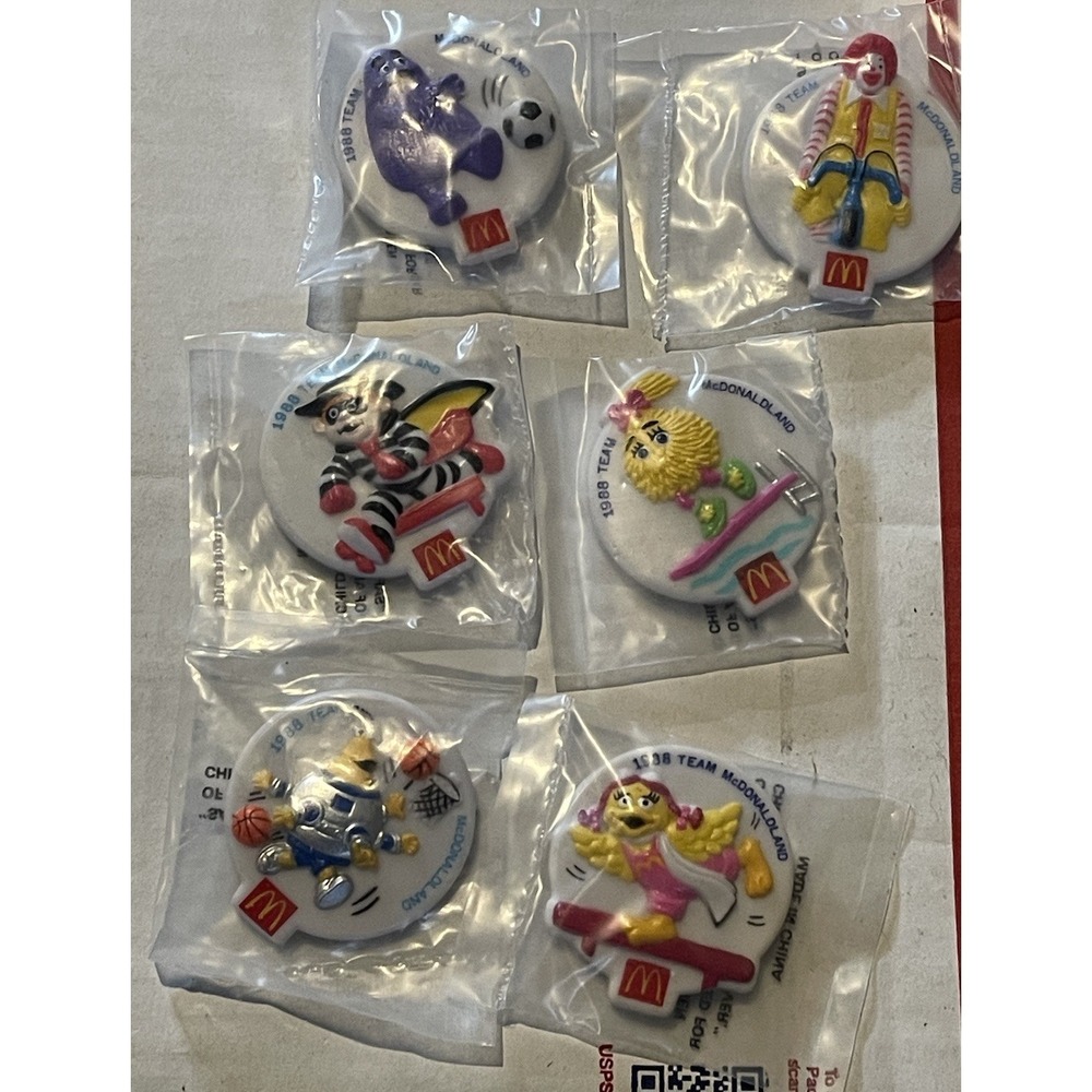 1988 Olympics McDonald's Bag Clip Set Of Six